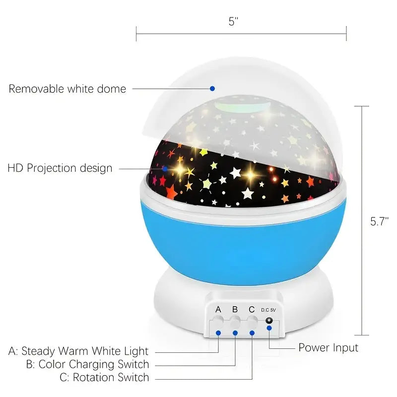 Rotating Star Projector Lamp for Children's Bedroom