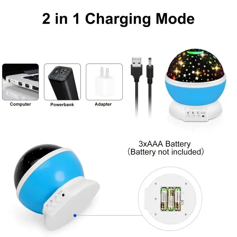 Rotating Star Projector Lamp for Children's Bedroom